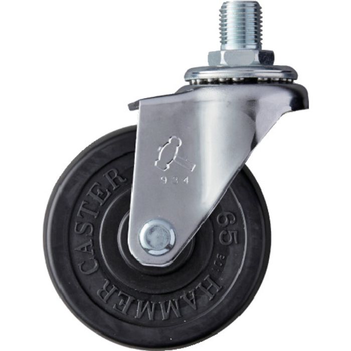 ハンマー ねじ込み旋回式ゴム車輪 65mm M12(Tcode:2425564)