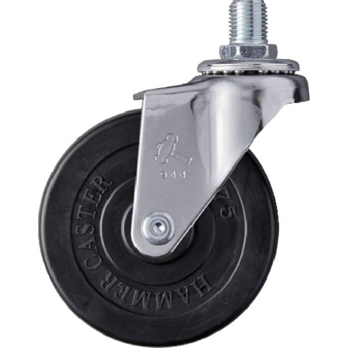 ハンマー ねじ込み旋回式ゴム車輪 75mm M12(Tcode:2425572)