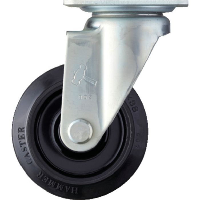 ハンマー 静音旋回式ゴム車輪(ナイロンホイール・ラジアルボールベアリング)125mm(Tcode:2123452)