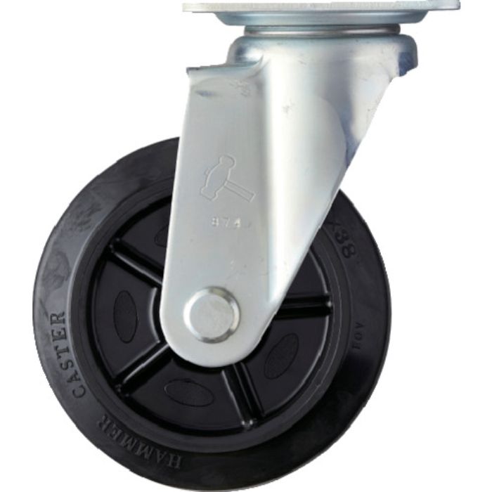 ハンマー 静音旋回式ゴム車輪(ナイロンホイール・ラジアルボールベアリング)150mm(Tcode:2123461)
