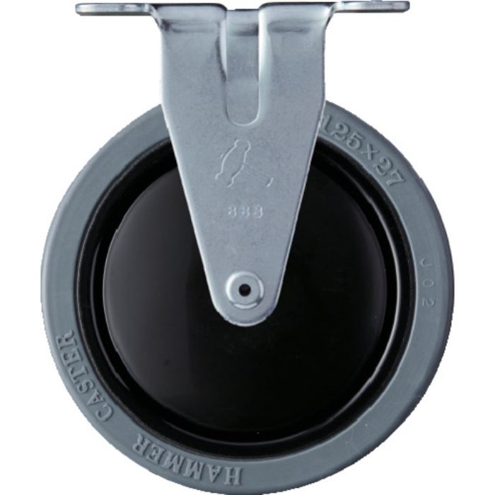 ハンマー 静音固定式ゴム車輪(ナイロンホイール・ラジアルボールベアリング)125mm(Tcode:3528227)