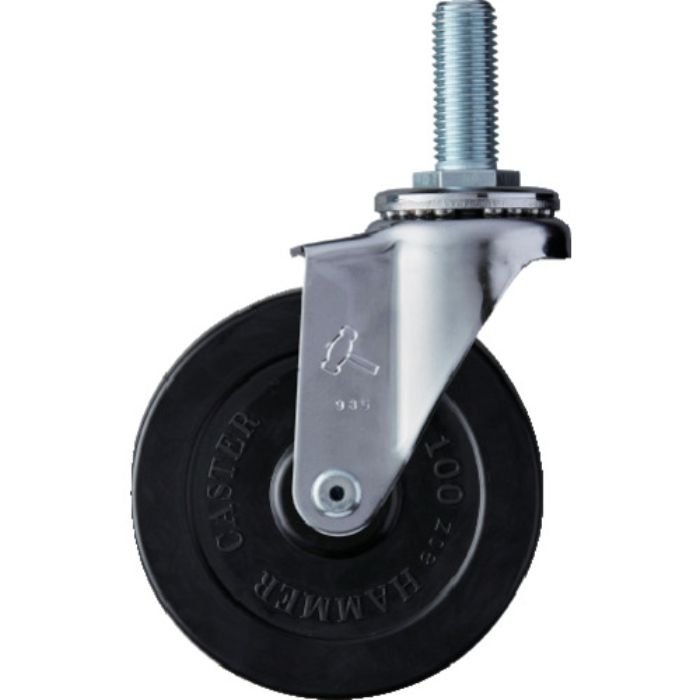 ハンマー ねじ込み旋回式ゴム車輪 100mm M16(Tcode:1254219)