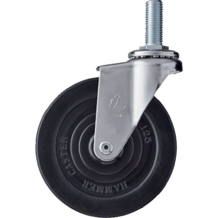 ハンマー ねじ込み旋回式ゴム車輪 125mm M16(Tcode:1254235)