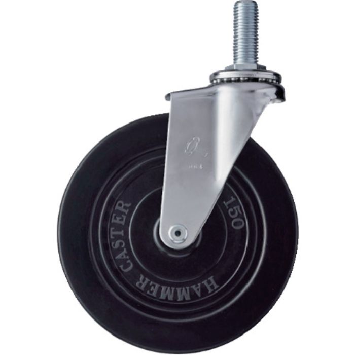 ハンマー ねじ込み旋回式ゴム車輪 150mm M16(Tcode:1254251)