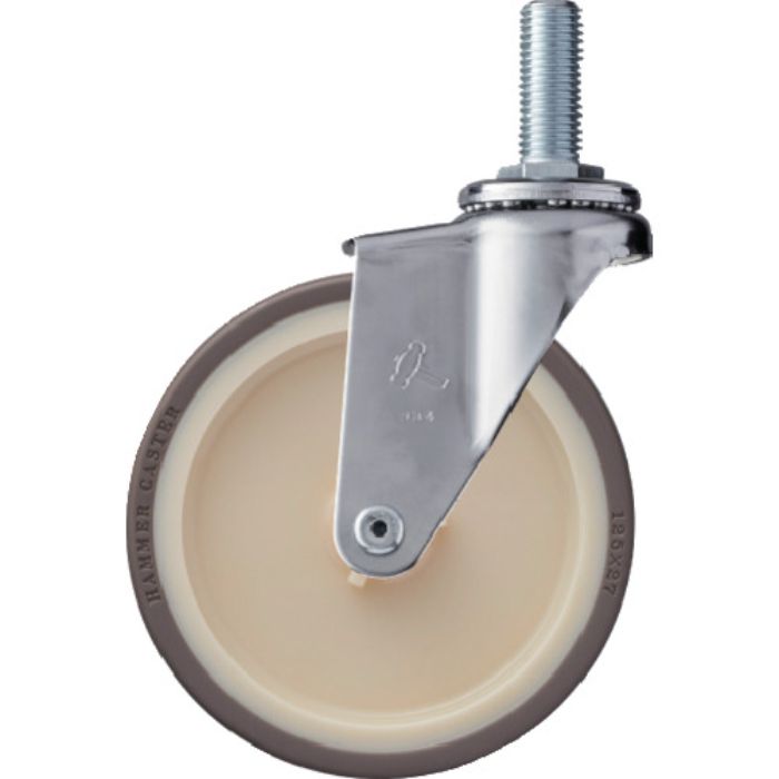ハンマー ねじ込み旋回式ウレタン車輪(ナイロンホイール)125mm M16(Tcode:3670996)