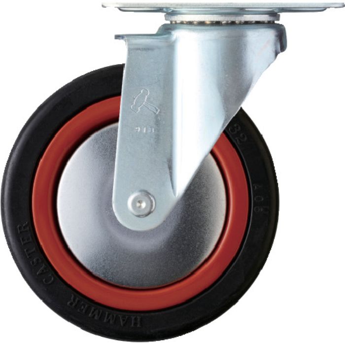 ハンマー 旋回式ゴム車輪(ナイロンホイール・ボールベアリング)125mm トータルロック(Tcode:2123274)