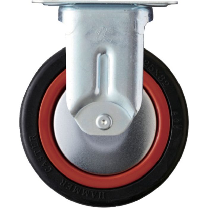 ハンマー 固定式ゴム車輪(ナイロンホイール・ボールベアリング)125mm トータルロック(Tcode:2123401)