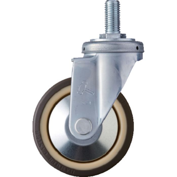 ハンマー ねじ込み式旋回式ウレタンキャスター(ナイロンホイール・ボールベアリング)125mm(Tcode:3671402)