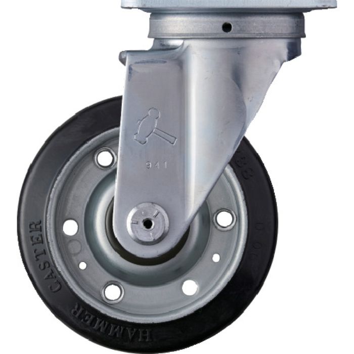 ハンマー 旋回式ゴム車輪(スチールホイール・ローラーベアリング)125mm(Tcode:3984893)