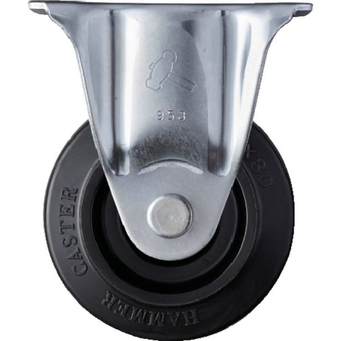 ハンマー 静音固定式ゴム車輪(ナイロンホイール・ラジアルボールベアリング)100mm(Tcode:2123631)