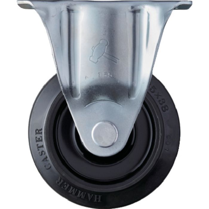 ハンマー 静音固定式ゴム車輪(ナイロンホイール・ラジアルボールベアリング)125mm(Tcode:2123517)