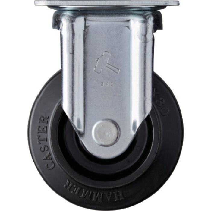 ハンマー 静音固定式ゴム車輪(ナイロンホイール・ラジアルボールベアリング)100mm(Tcode:2123533)