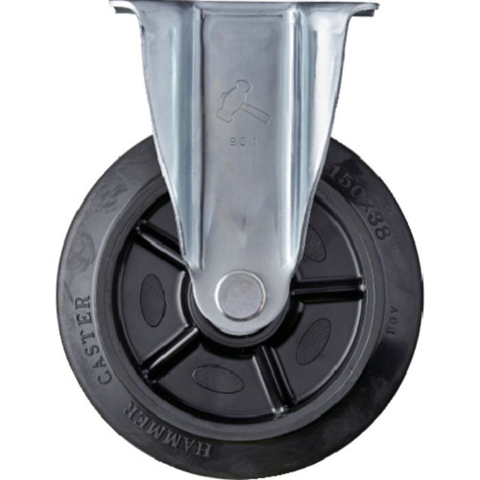 ハンマー 静音固定式ゴム車輪(ナイロンホイール・ラジアルボールベアリング)150mm(Tcode:2123550)