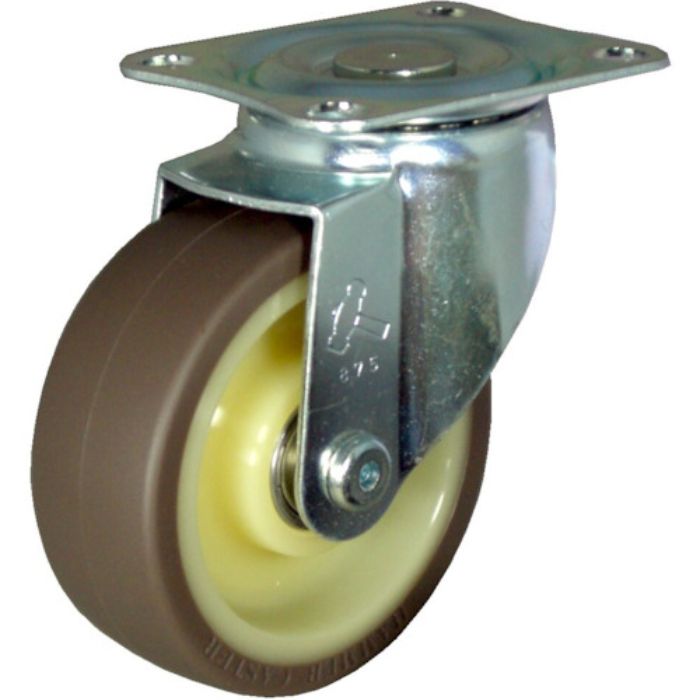 ハンマー 軽量薄板鋼板製旋回式ウレタンキャスター(ナイロンホイール・ボールベアリング)75mm(Tcode:8144006)