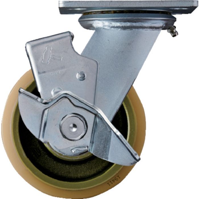 ハンマー 重荷重用旋回式ウレタン車輪(イモノホイール・ラジアルボールベアリング)125mm SP付(Tcode:8143293)
