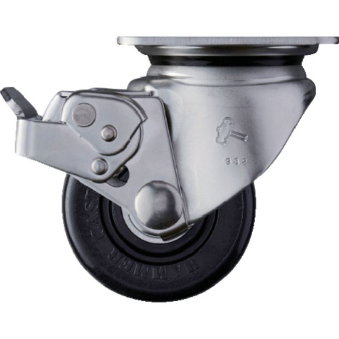 ハンマー オールステンレス低床重荷重用旋回式ナイロン車輪(ボールベアリング)75mm SP付(Tcode:8144441)