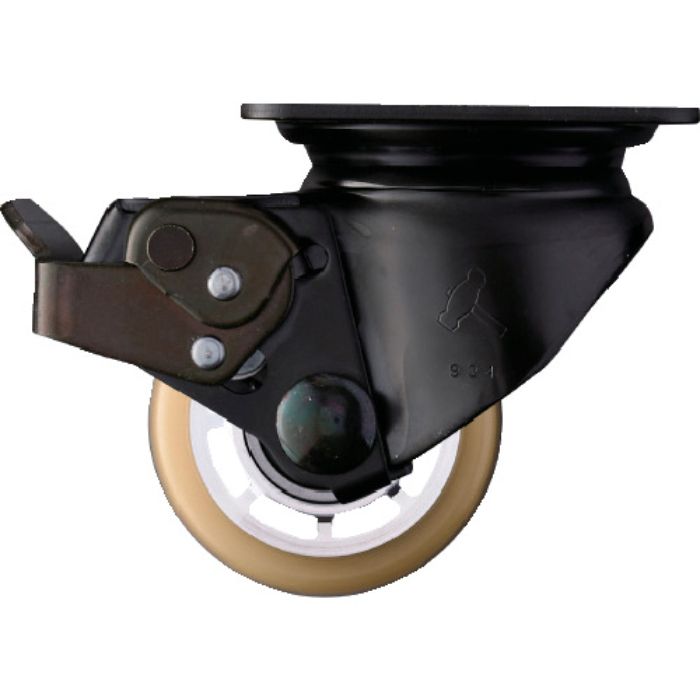 ハンマー 低床重荷重用旋回式ウレタン車輪(アルミホイール・ボールベアリング)65mm ストッパー付(Tcode:2421542)