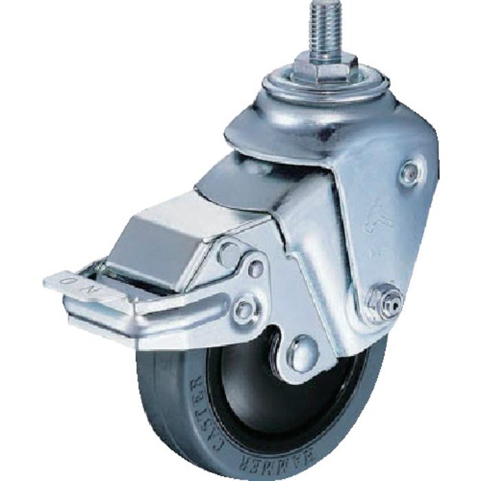 ハンマー クッションキャスターねじ込み旋回式ゴム車輪 100mm 線径2.9mm SP付(Tcode:3093140)