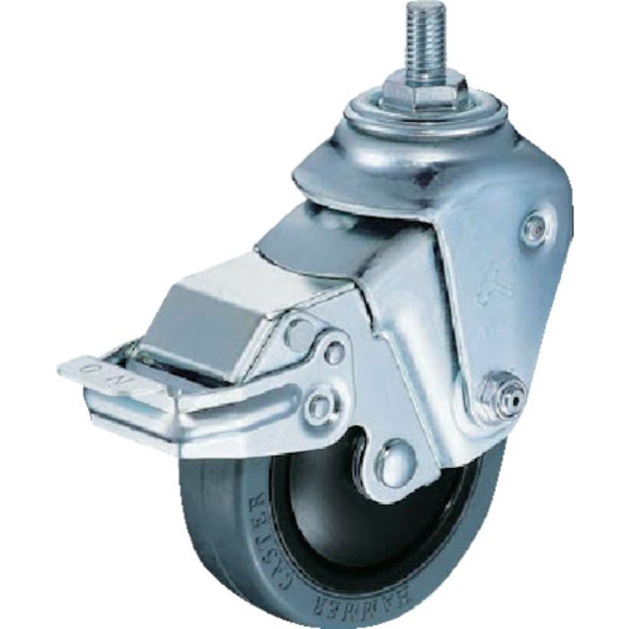 ハンマー クッションキャスターねじ込み旋回式ゴム車輪 100mm 線径3.2mm SP付(Tcode:3093158)