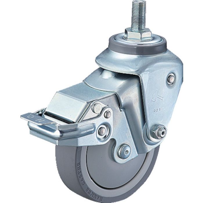 ハンマー クッションキャスターねじ込み旋回式ウレタン車輪100mm 線径3.2mm SP付(Tcode:3092968)