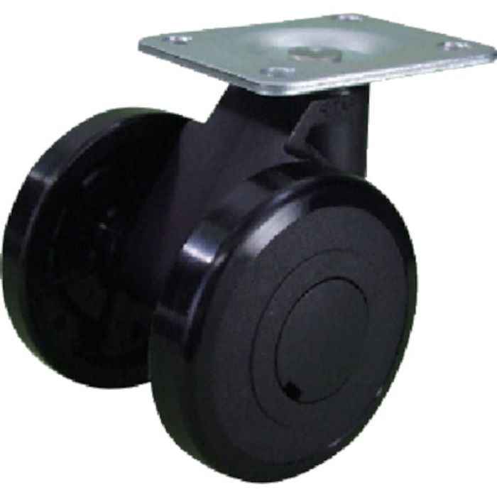 パーツ キャスパッド プレート式双輪キャスターナイロン車 荷重117.6 黒(Tcode:3200680)