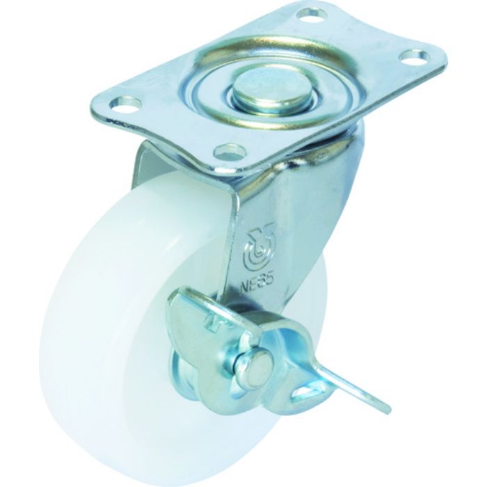 ユーエイ プレート式 自在 キャスター ナイロン 車輪径65mm ストッパー付き Eタイプ E-S型 取付寸法56×28(Tcode:3796019)