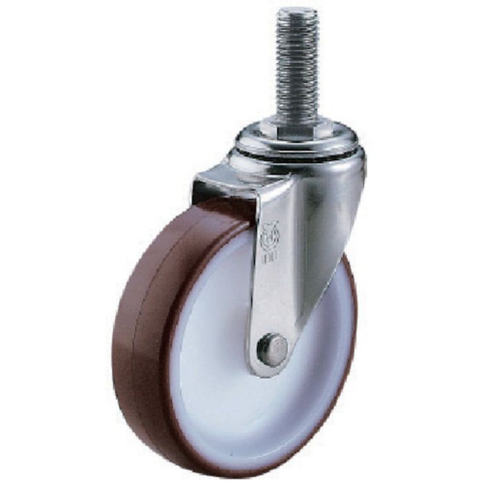 ユーエイ ねじ込み式 自在 キャスター ウレタン 車輪径100mm  Eタイプ ET型 ネジ寸法M12×35ピッチ1.75(Tcode:8092909)