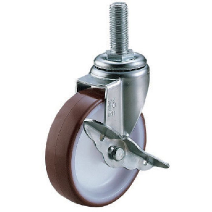 ユーエイ ねじ込み式 自在 キャスター ウレタン 車輪径100mm ストッパー付き Eタイプ ET-S型 ネジ寸法M12×35ピッチ1.75(Tcode:8092911)