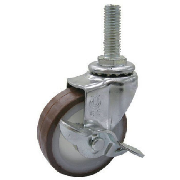 ユーエイ ねじ込み式 自在 キャスター ウレタン 車輪径50mm ストッパー付き Eタイプ ET-S型 ネジ寸法M12×35ピッチ1.75(Tcode:8092926)