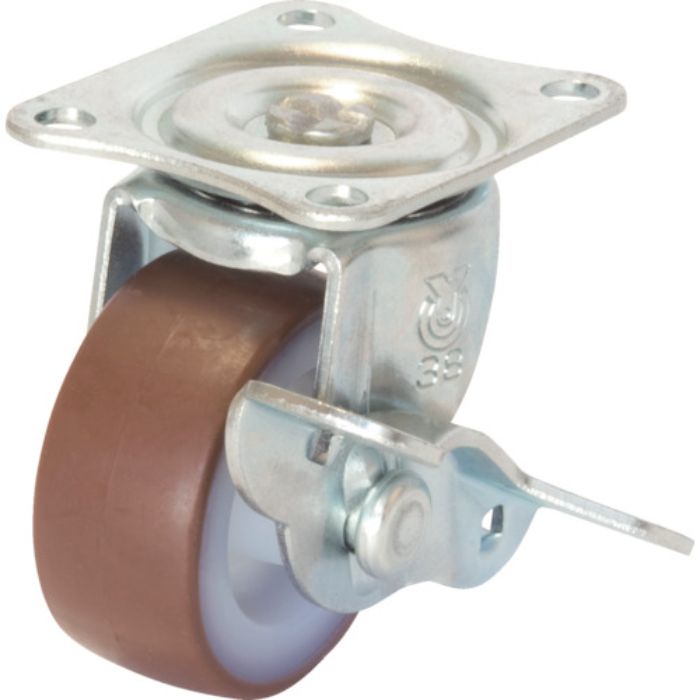 ユーエイ プレート式 自在 キャスター ウレタン 車輪径50mm ストッパー付き Gタイプ G-S型 取付寸法46×35(Tcode:3921719)