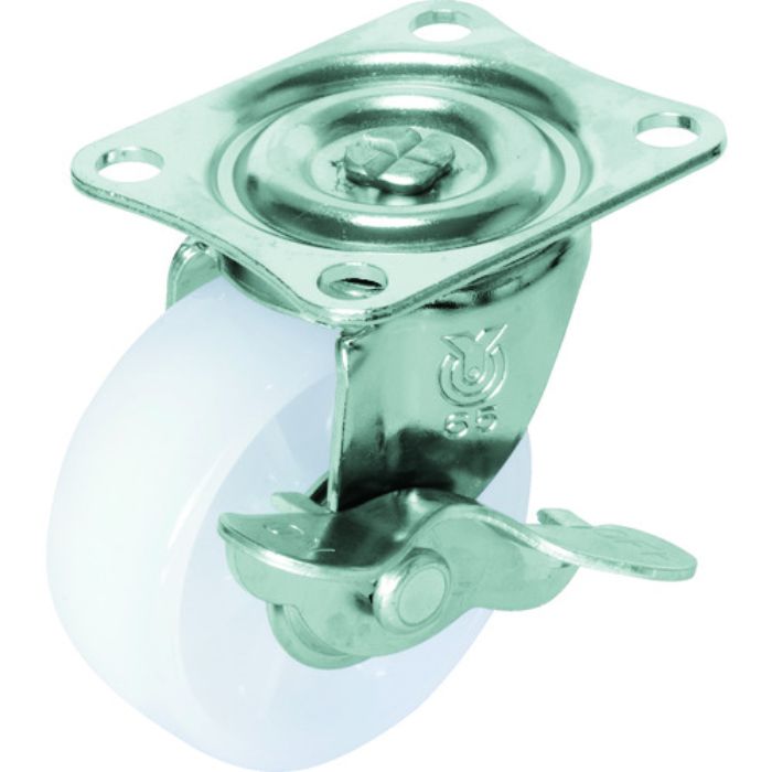 ユーエイ プレート式 自在 キャスター ナイロン 車輪径65mm ストッパー付き Gタイプ G-S型 取付寸法55×42(Tcode:3921727)