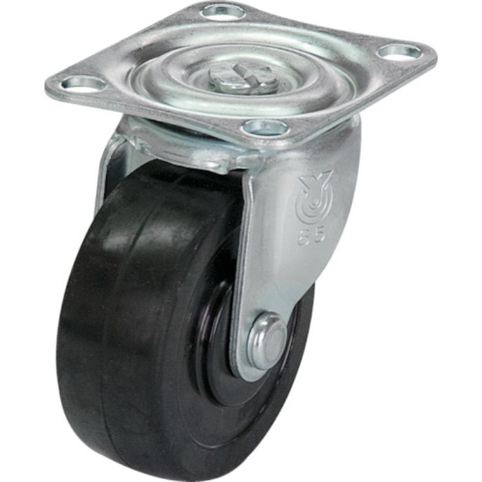 ユーエイ プレート式 自在 キャスター ゴム 車輪径65mm  Gタイプ G型 取付寸法55×42(Tcode:3422208)