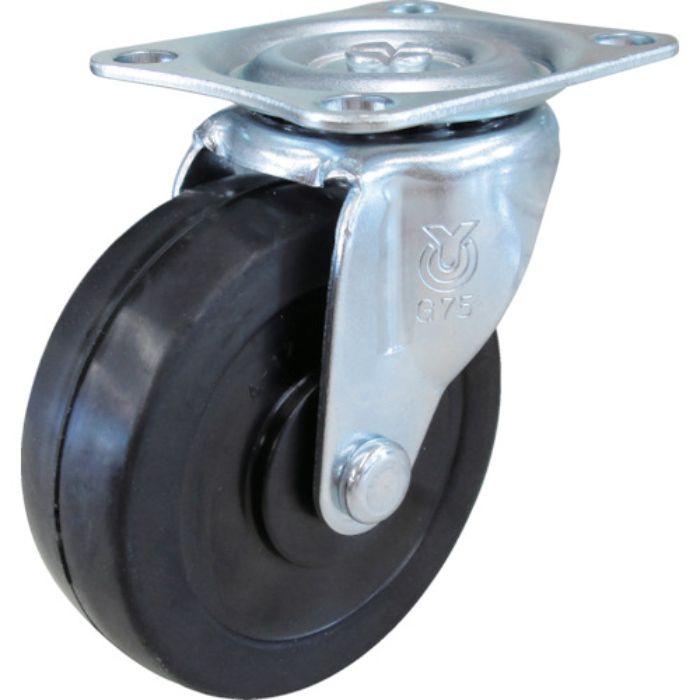 ユーエイ プレート式 自在 キャスター ゴム 車輪径75mm  Gタイプ G型 取付寸法55×42(Tcode:3422216)