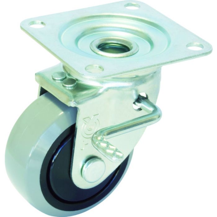 ユーエイ プレート式 自在 キャスター ウレタン 車輪径75mm ストッパー付き Jタイプ JB(R)型 取付寸法63×63(Tcode:3796728)