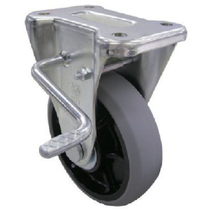 ユーエイ プレート式 固定 キャスター ウレタン 車輪径100mm ストッパー付き Jタイプ KB(L)型 取付寸法80×45(Tcode:8092980)