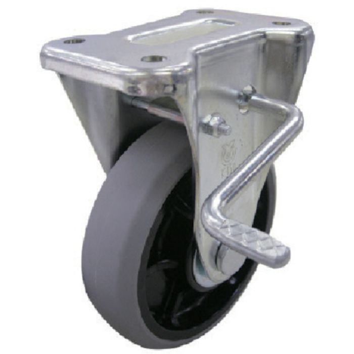 ユーエイ プレート式 固定 キャスター ウレタン 車輪径100mm ストッパー付き Jタイプ KB(R)型 取付寸法80×45(Tcode:8092981)