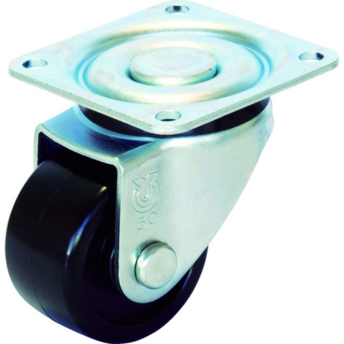 ユーエイ プレート式 自在 低床キャスター 強化ナイロン 車輪径50mm  Hタイプ HG型 取付寸法50×50(Tcode:3796809)