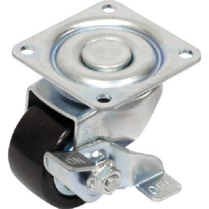 ユーエイ プレート式 自在 低床キャスター 強化ナイロン 車輪径65mm ストッパー付き Hタイプ HG-S型 取付寸法71×71(Tcode:4372417)