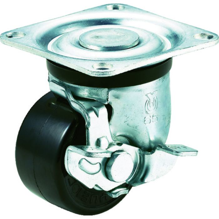 ユーエイ プレート式 自在 低床キャスター フェノール 車輪径65mm ストッパー付き Hタイプ HG-S型 取付寸法71×71(Tcode:3796833)