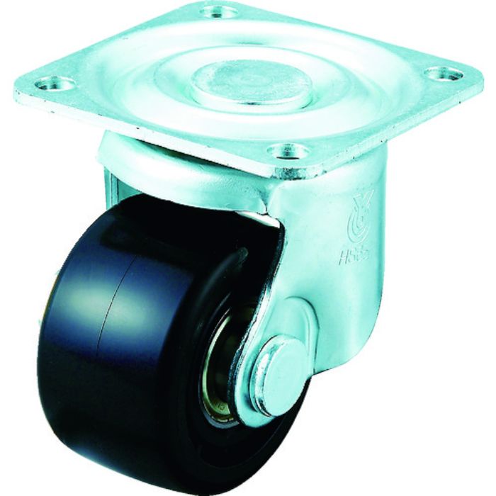 ユーエイ プレート式 自在 低床キャスター 強化ナイロン 車輪径65mm  Hタイプ HSG型 取付寸法63×63(Tcode:4372476)