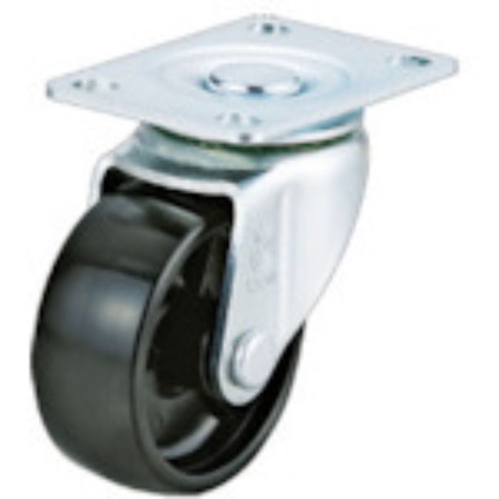 ユーエイ プレート式 自在 低床キャスター 黒ナイロン 車輪径50mm  Hタイプ LHG型 取付寸法47×29(46.5×27.5)(Tcode:8093588)