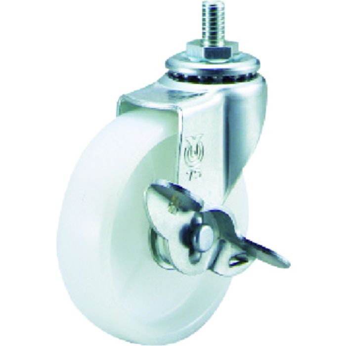 ユーエイ ねじ込み式 自在 キャスター ナイロン 車輪径50mm ストッパー付き Lタイプ LT型 ネジ寸法M8×14ピッチ1.25(Tcode:8558592)