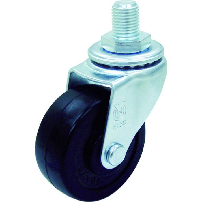 ユーエイ ねじ込み式 自在 キャスター ゴム 車輪径50mm  Lタイプ LT型 ネジ寸法M8×14ピッチ1.25(Tcode:8558589)
