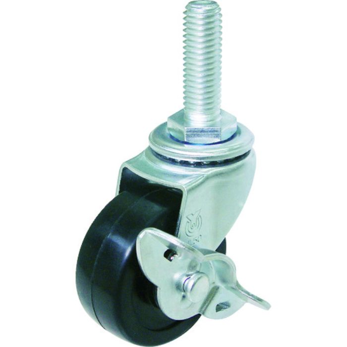 ユーエイ ねじ込み式 自在 キャスター ゴム 車輪径50mm ストッパー付き Lタイプ LT-S型 ネジ寸法M12×35ピッチ1.75(Tcode:3609090)