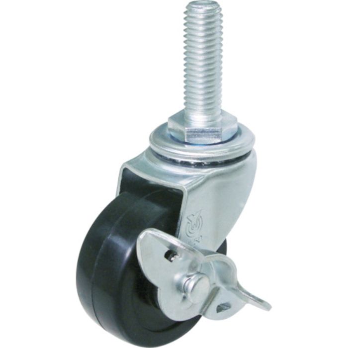 ユーエイ ねじ込み式 自在 キャスター ゴム 車輪径65mm ストッパー付き Lタイプ LT-S型 ネジ寸法M12×35ピッチ1.75(Tcode:3609154)