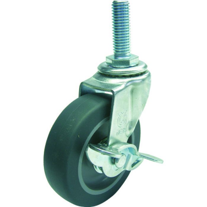 ユーエイ ねじ込み式 自在 キャスター エラストマー 車輪径75mm ストッパー付き Lタイプ LT-S型 ネジ寸法M12×35ピッチ1.75(Tcode:4127111)