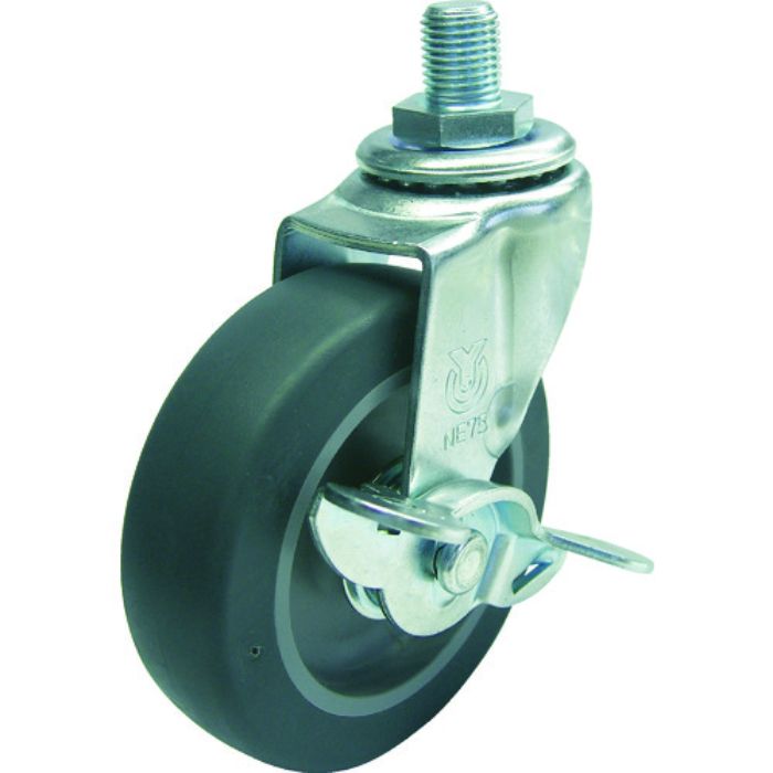 ユーエイ ねじ込み式 自在 キャスター エラストマー 車輪径75mm ストッパー付き Lタイプ LT-S型 ネジ寸法UNF1/2×14山数20(Tcode:4127129)