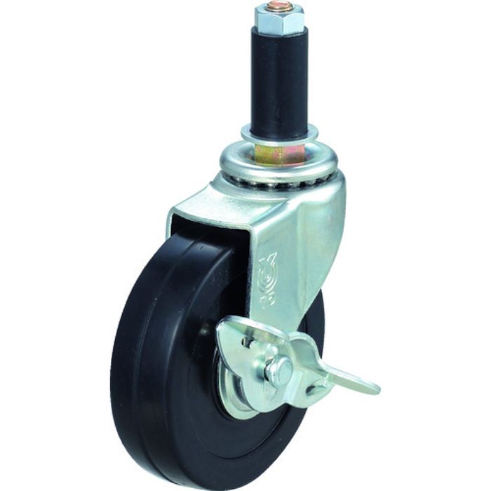 ユーエイ 差し込み式 自在 キャスター ゴム 車輪径75mm ストッパー付き Lタイプ LTF-S型 パイプ径16(Tcode:2783878)