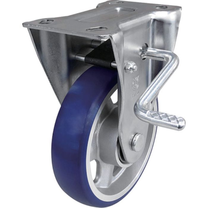 ユーエイ プレート式 固定 キャスター プレミアムウレタン 車輪径130mm ストッパー付き PMタイプ PMR-LB(R)型 取付寸法100×56(Tcode:1950693)