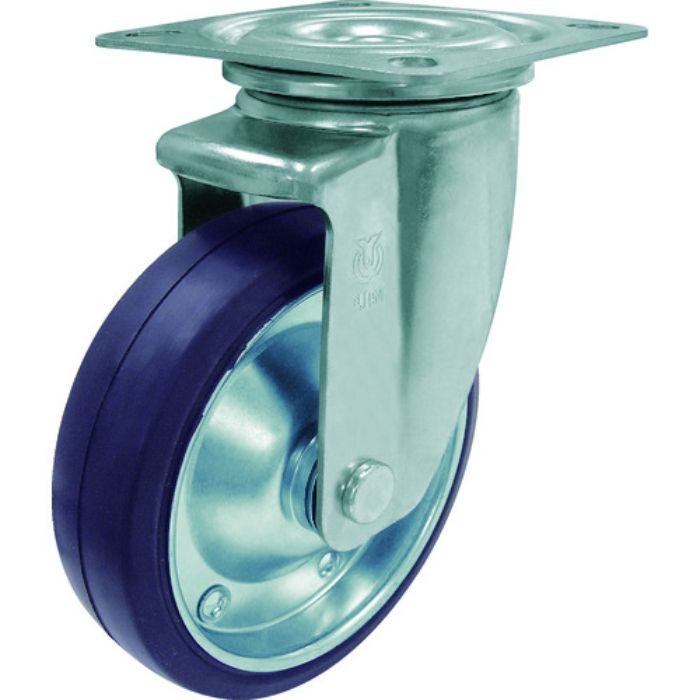 ユーエイ プレート式 自在 キャスター ゴム 車輪径100mm  PMタイプ PMS型 取付寸法74×74(67×67)(Tcode:7921331)